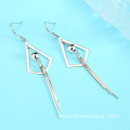 Silver 925 Geometric Statement Earrings Tassel Earrings